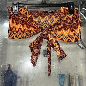 Multicolor Tube-Tie-Front Top